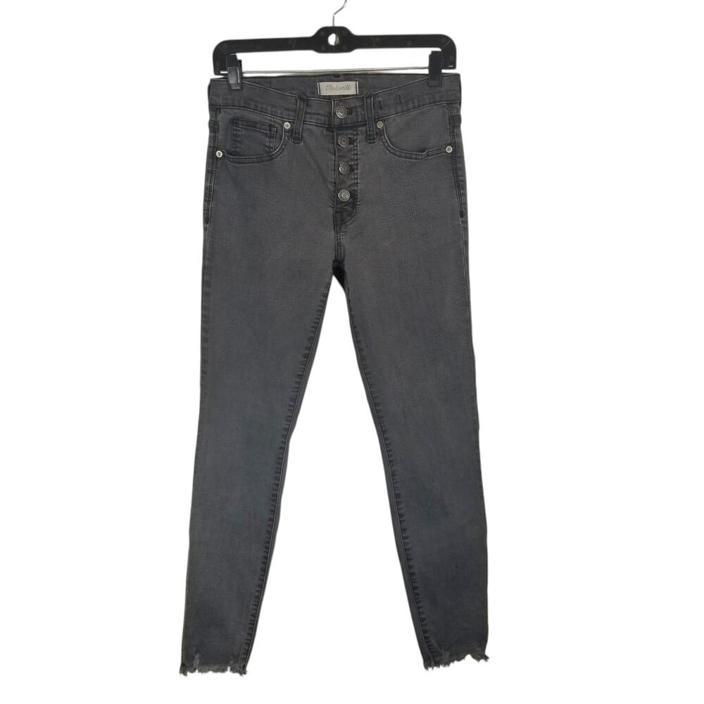 Madewell Women's 9 in. High Rise Skinny Exposed Button Fly Raw Hem Gray Size 27